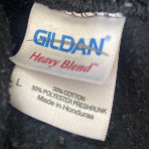 Gildan L WOKE Black Long Sleeve Hooded Sweatshirt Kangaroo Pocket - Picture 3 of 3